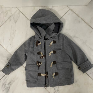 Janie and Jack, 2T toddler boys or girls gray wool toggle button zip up pea coat